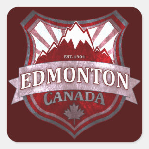 Edmonton Kanada rote Grunge-Schild quadratische Au Quadratischer Aufkleber
