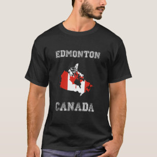 Edmonton Kanada Vintage Kanada Flagge Karten Desig T-Shirt