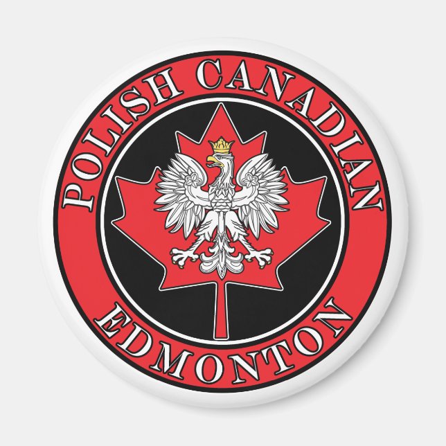 Edmonton Round Polish Canadian Leaf Magnet (Vorne)