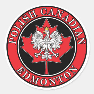 Edmonton Round Polish Canadian Leaf Runder Aufkleber