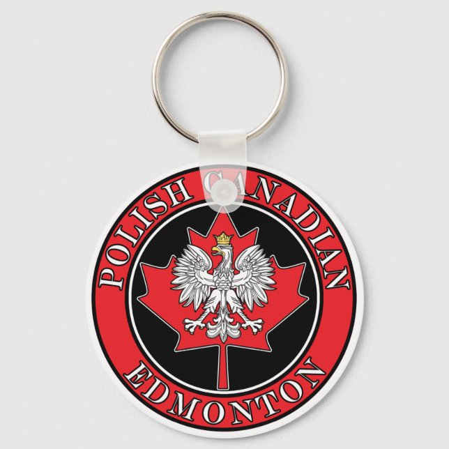 Edmonton Round Polish Canadian Leaf Schlüsselanhänger (Vorderseite)