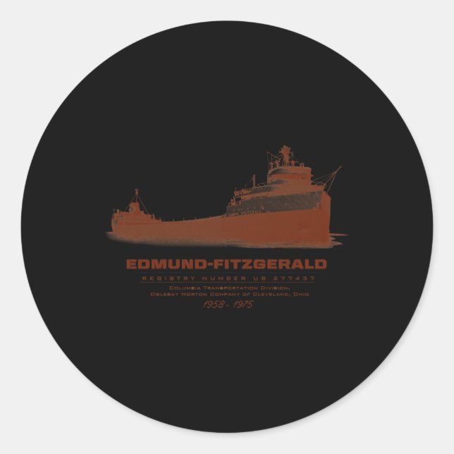 Edmund Fitzgerald T Shirt  Runder Aufkleber (Vorderseite)