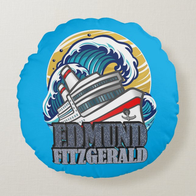 Edmund Fitzgerald | Tribute to the Legendary Ship Rundes Kissen (Vorderseite)