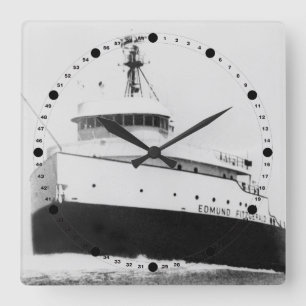 Edmund Fitzgerald Vintage Great Lakes Freighter Quadratische Wanduhr