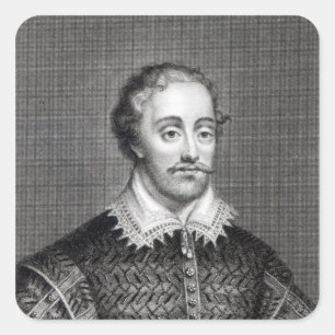 Edmund Spenser, graviert von Burnet Reading Quadratischer Aufkleber