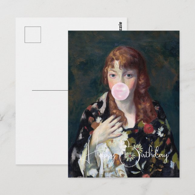 Edna blasen Kaugummi Happy Birthday Postkarte (Vorne/Hinten)