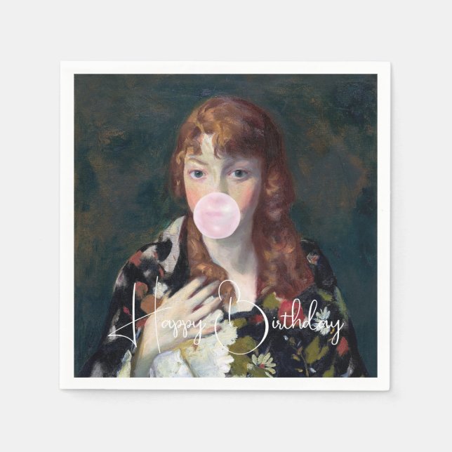 Edna blasen Kaugummi Happy Birthday Serviette (Vorderseite)