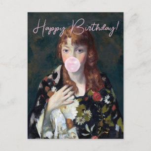 Edna bläst einen rosa Kaugummi Alles Gute zum Gebu Postkarte