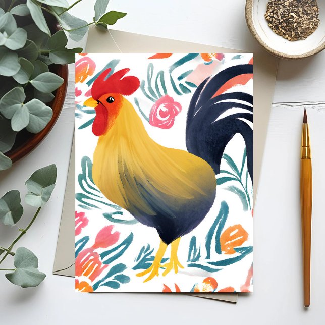 Edna the Rooster | Flora-Hühnchen Postkarte (Von Creator hochgeladen)