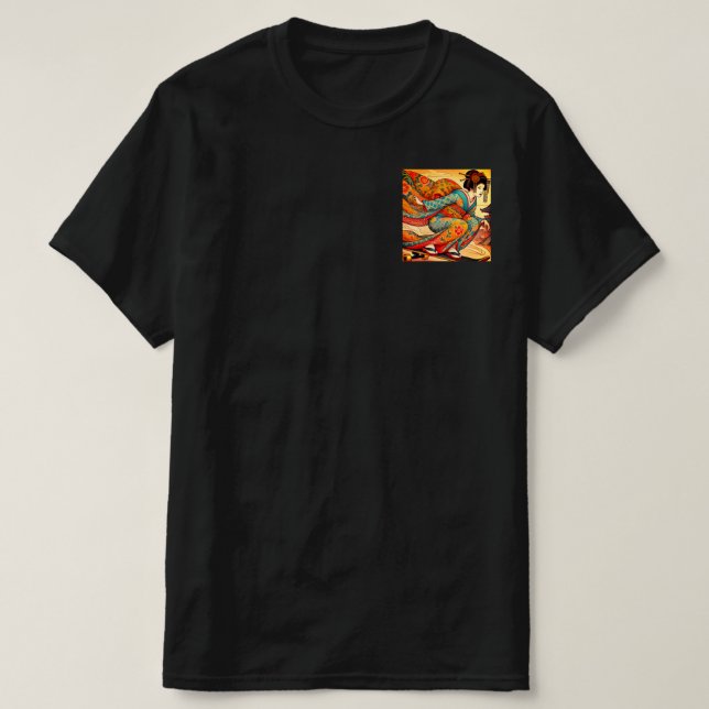 Edo Beauty on Skateboard -ice cream Ukiyo-e Style T-Shirt (Design vorne)