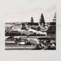 Edo Castle Tokio Japan Vintage Gravur 1800er