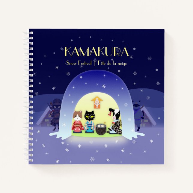 Edo-Nekos Snowy Celebration Spiral Notizbuch (Vorderseite)