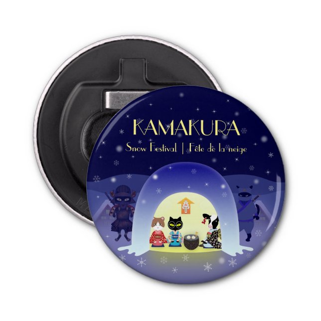 Edo-Nekos Snowy-Feier Flaschenöffner (Vorderseite)