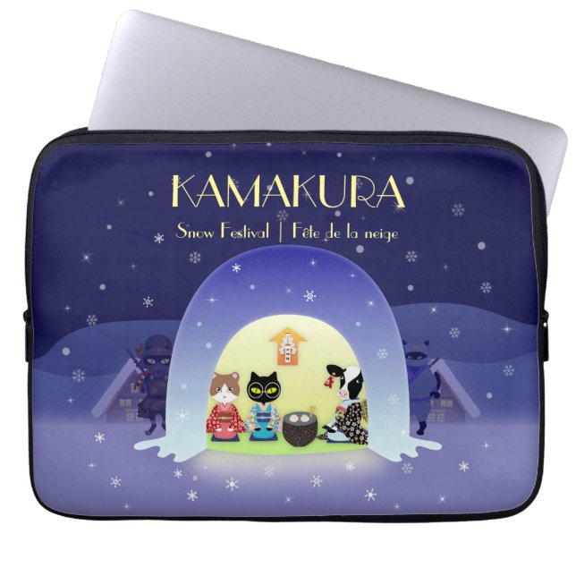 Edo-Nekos Snowy-Feier Laptopschutzhülle (Vorderseite)