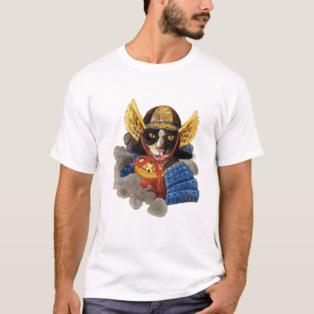 Edo Samurai Cat T-Shirt (Vorderseite)