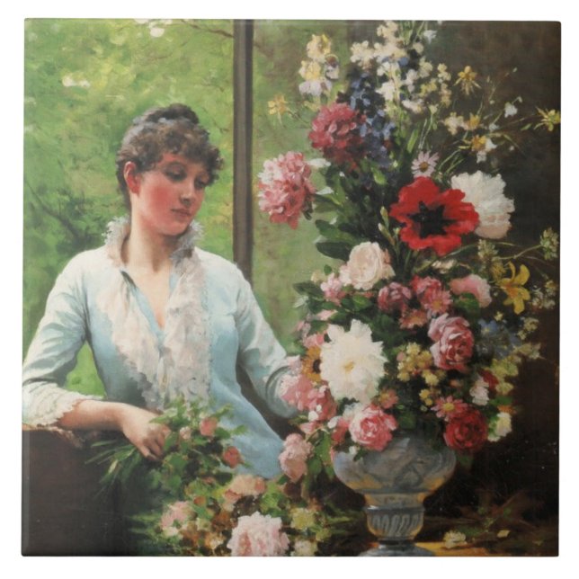 Edouard Debat-Po Vorbereitung der Blume Fliese (Vorderseite)