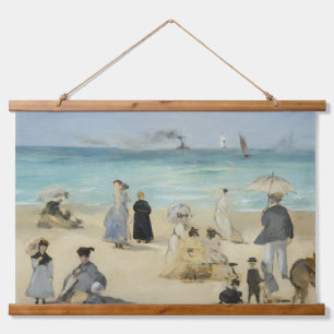 Edouard Manet - Am Strand, Boulogne-sur-Mer Wandteppich Mit Holzrahmen