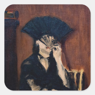 Edouard Manet - Berthe Morisot mit einem Fächer Quadratischer Aufkleber