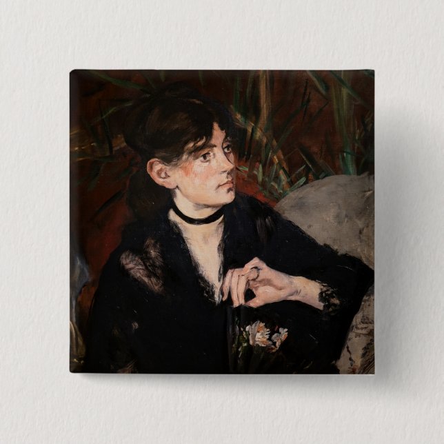 Edouard Manet - Berthe Morisot mit einem Fan 1874 Button (Vorderseite)