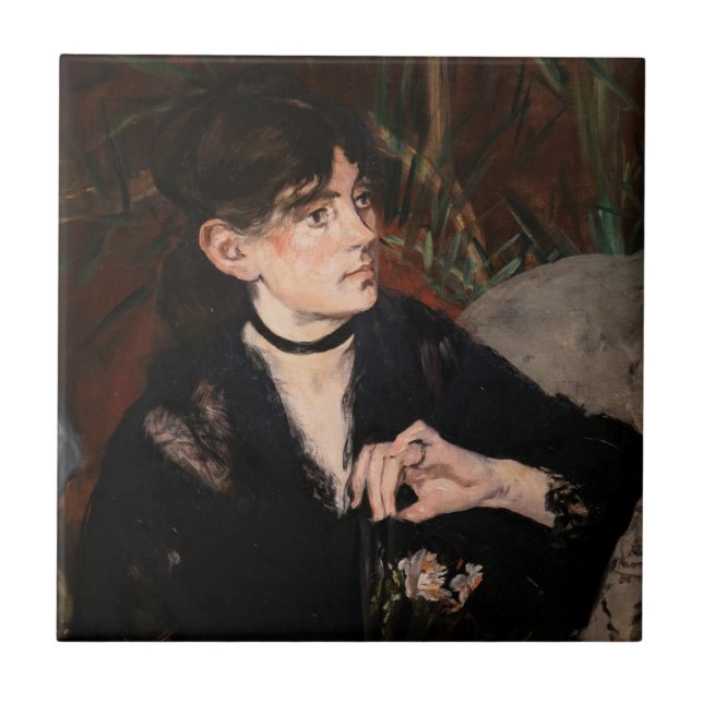 Edouard Manet - Berthe Morisot mit einem Fan 1874 Fliese (Vorderseite)