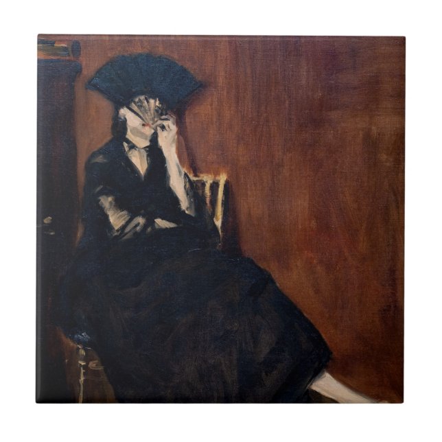 Edouard Manet - Berthe Morisot mit einem Fan Fliese (Vorderseite)