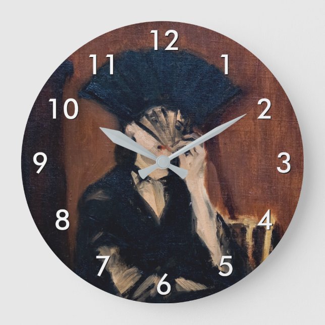 Edouard Manet - Berthe Morisot mit einem Fan Große Wanduhr (Vorderseite)