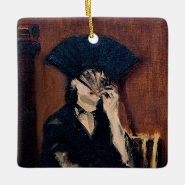 Edouard Manet - Berthe Morisot mit einem Fan Keramikornament (Vorderseite)