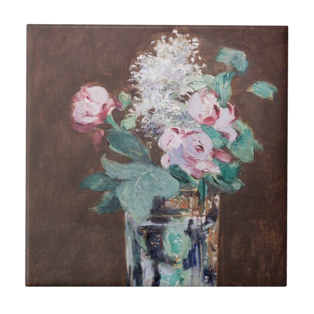 Edouard Manet - Blume in einer Kristallvase Fliese (Vorderseite)