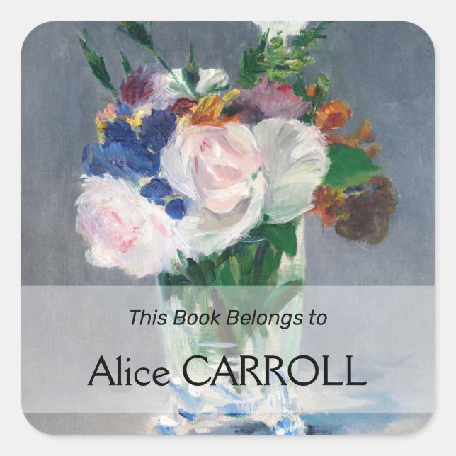 Edouard Manet - Blume in einer Kristallvase Quadratischer Aufkleber (Vorderseite)
