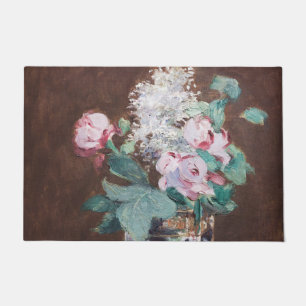 Edouard Manet - Blumen in einer Kristallvase Fußmatte