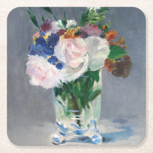 Edouard Manet - Blumen in einer Kristallvase Rechteckiger Pappuntersetzer