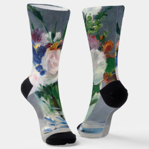 Edouard Manet - Blumen in einer Kristallvase Socken