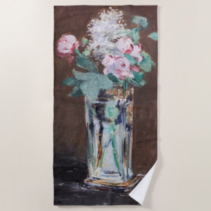 Edouard Manet - Blumen in einer Kristallvase Strandtuch