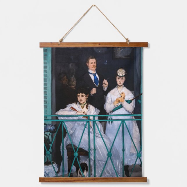 Edouard Manet - Der Balkon / Le Balcon Wandteppich Mit Holzrahmen (Vorderseite)