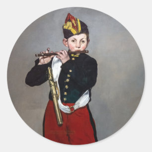 Edouard Manet - Der Faib / Young Flutist Runder Aufkleber