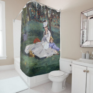 Edouard Manet - Die Familie Monet im Garten Duschvorhang