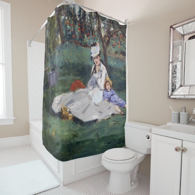 Edouard Manet - Die Familie Monet im Garten Duschvorhang (Beispiel)