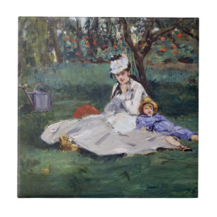 Edouard Manet - Die Familie Monet im Garten Fliese