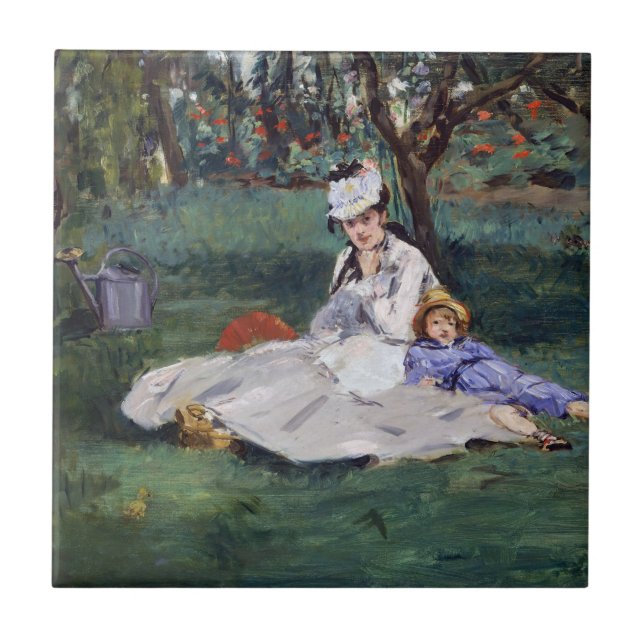 Edouard Manet - Die Familie Monet im Garten Fliese (Vorderseite)