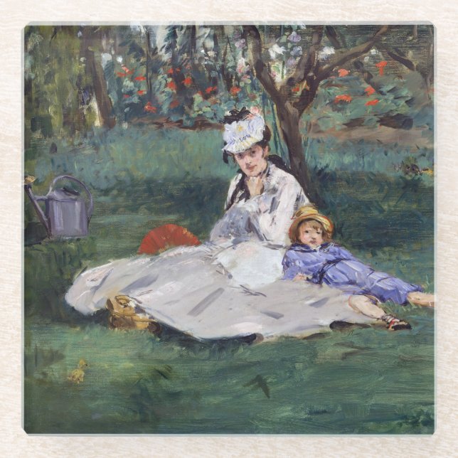 Edouard Manet - Die Familie Monet im Garten Glasuntersetzer (Vorderseite)