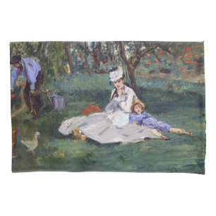 Edouard Manet - Die Familie Monet im Garten Kissenbezug