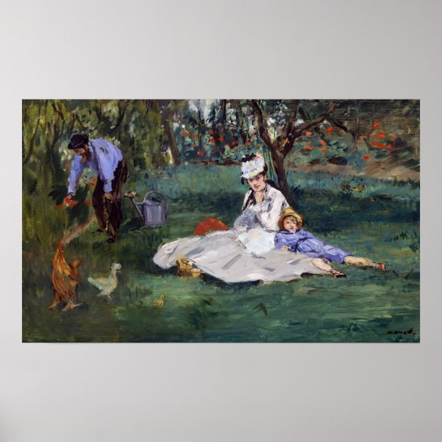 Edouard Manet - Die Familie Monet im Garten Poster (Vorne)