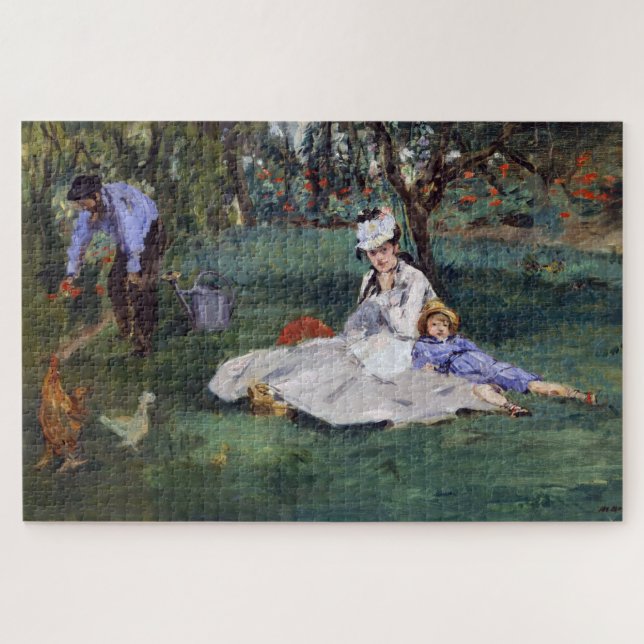 Edouard Manet - Die Familie Monet im Garten Puzzle (Horizontal)