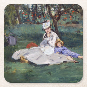 Edouard Manet - Die Familie Monet im Garten Rechteckiger Pappuntersetzer