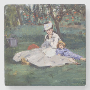 Edouard Manet - Die Familie Monet im Garten Steinuntersetzer