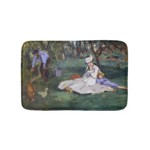 Edouard Manet - Die Familie Monet in ihrem Garten Badematte