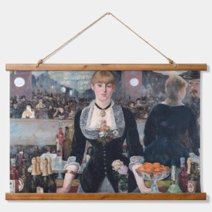Edouard Manet - Eine Bar in den Folies-Bergere Wandteppich Mit Holzrahmen