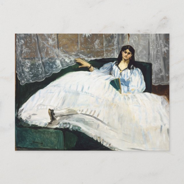 Edouard Manet - Frau mit einem Lüfter Postkarte (Vorderseite)