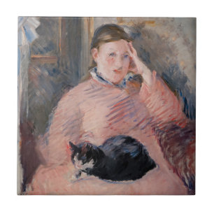 Edouard Manet - Frau mit Katze Fliese