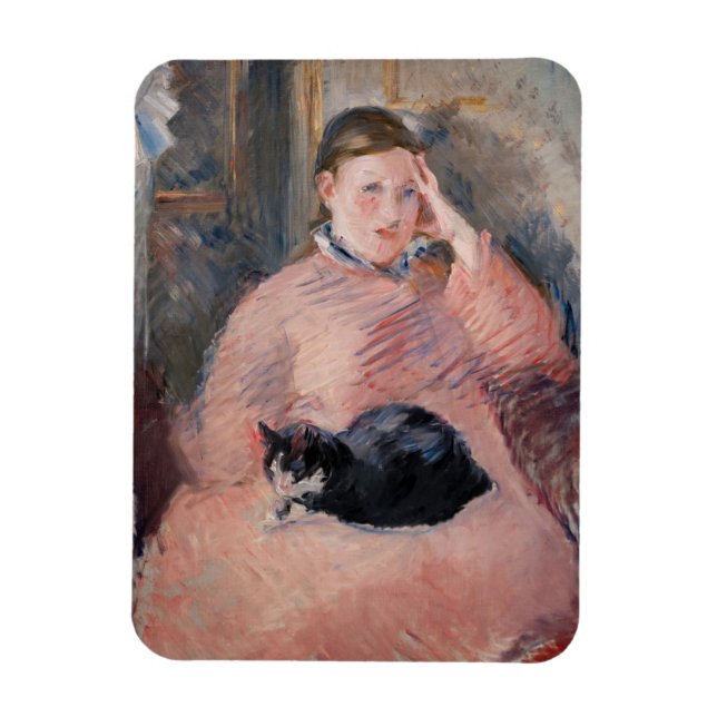 Edouard Manet - Frau mit Katze Magnet (Vertikal)